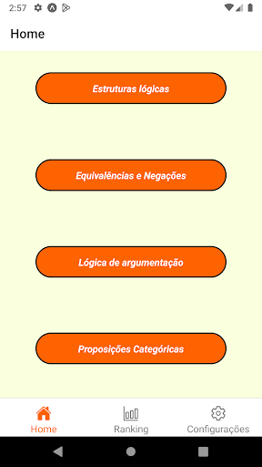 Android application Raciocínio Lógico screenshort