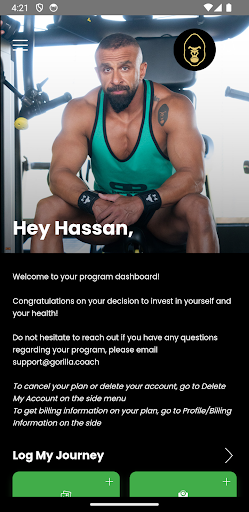 Android application Gorilla Fitness screenshort
