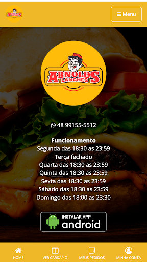 Android application Arnold lanches screenshort