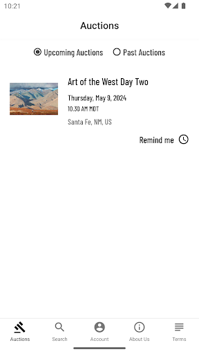 Android application Santa Fe Art Auction App screenshort