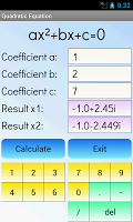 screenshot of Quadratic Equation Solver