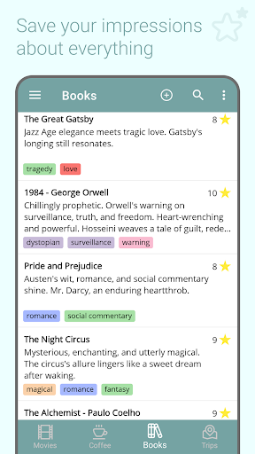 Android application ReviewsDiary screenshort