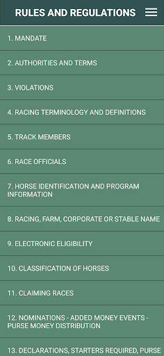 Android application U.S. Trotting Rule Book screenshort