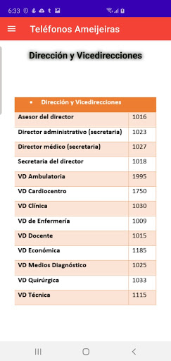 Directorio Telefónico Hospital Screen 2