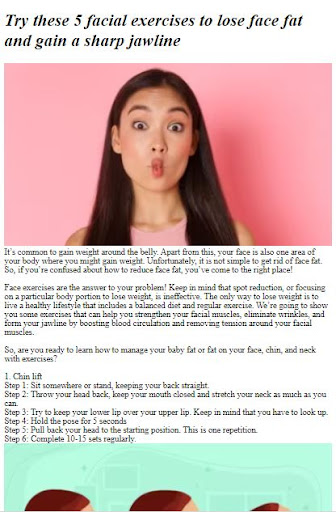 Face Slimming Exercises Tips Screen 2