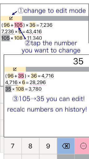 editable history - Calculator Screen 3