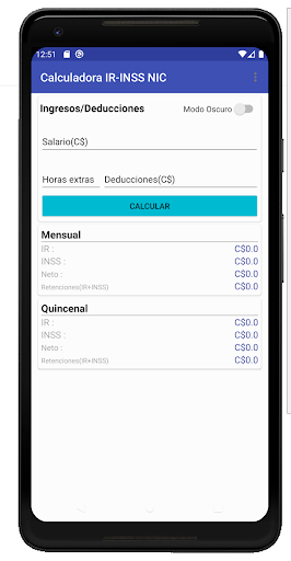 Android application Calculadora IR-INSS NIC screenshort