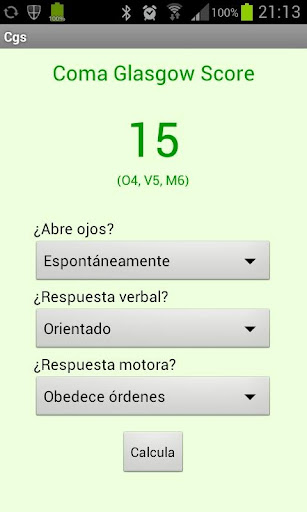 Android application GCS (Glasgow Coma Scale) screenshort