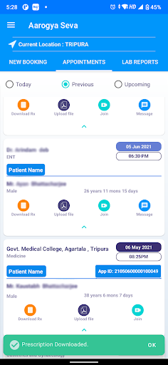 Aarogya Seva Patient Screen 3