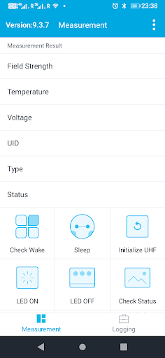 Android application NFC TempSense screenshort
