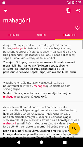 Slovak Hungarian Dictionary Screen 3