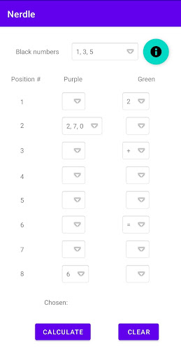 Nerdle Solver Screen 2