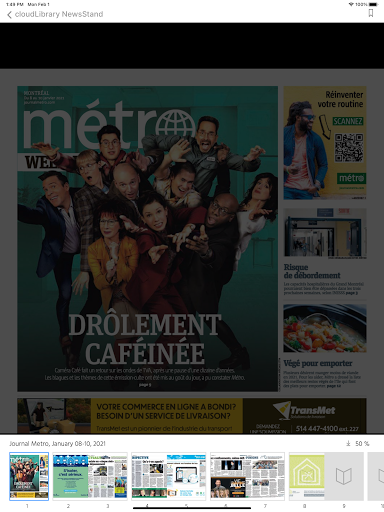 Screenshot of cloudLibrary NewsStand
