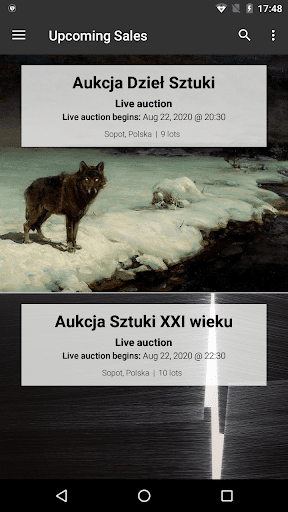 Android application Sopocki Dom Aukcyjny screenshort