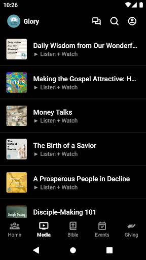 Glory Fellowship Church App Screen 2