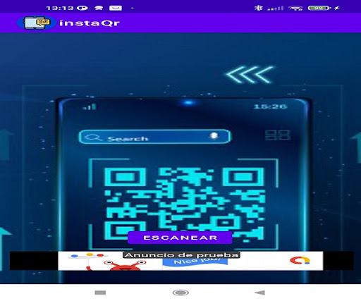 Android application InstaQr screenshort