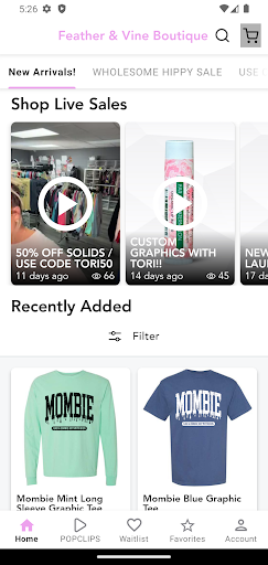 Screenshot of Feather & Vine Boutique