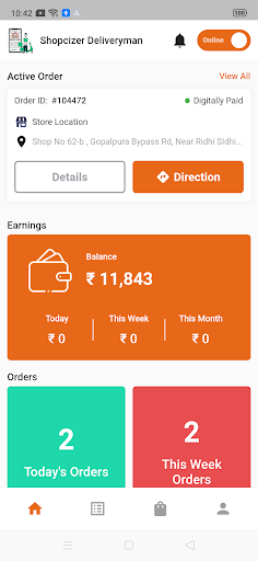 Android application Shopcizer Deliveryman screenshort
