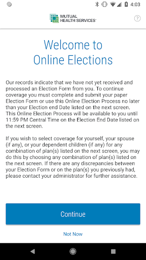 Android application Mutual Health Services COBRA screenshort