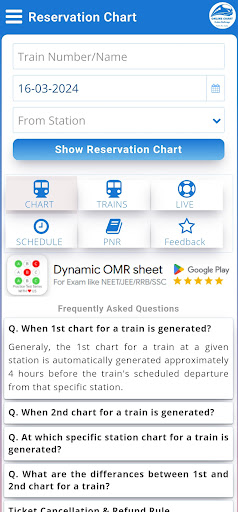 Android application Rail Reservation Chart & PNR screenshort