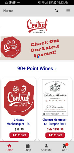 Android application Central Wine Merchants screenshort