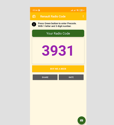 Android application Radio Code For Renault 5.0 screenshort
