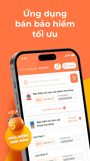 Android application IZIon24 Agent: Đại lý bảo hiểm screenshort