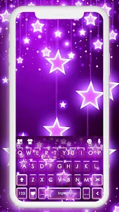 Neon Purple Stars Keyboard Bac