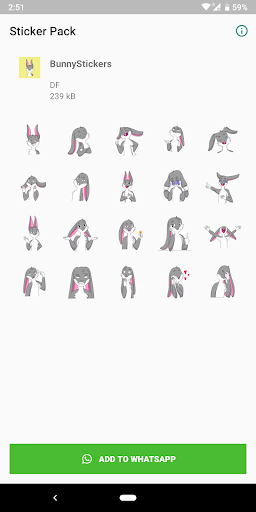 Android application WAStickerApps bunny stickers screenshort