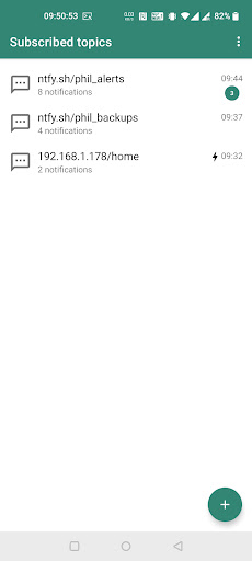 Android application ntfy - PUT/POST to your phone screenshort