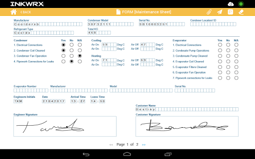 Android application INKWRX Tablet Forms screenshort