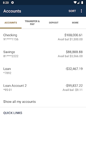 Oakwood Bank Mobile Screen 3