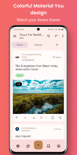 Android application FocusRed - view communities screenshort