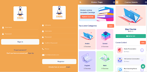 Android application Tiriig App screenshort