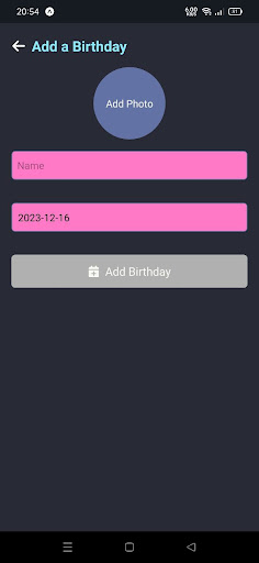 Birthday Reminder Screen 3