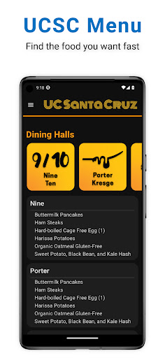Android application UCSC Menu screenshort
