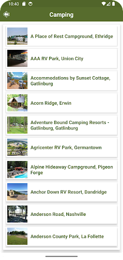Tennessee State Campgrounds Screen 3