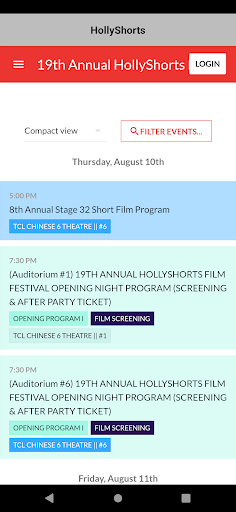 Android application HollyShorts screenshort