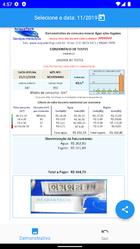 Android application Acqua Tech - Demonstrativo screenshort