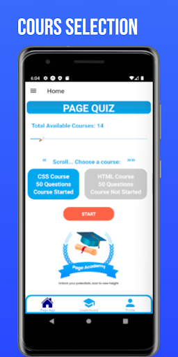 Android application page quiz screenshort