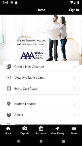 Android application AAA Federal Credit Union screenshort