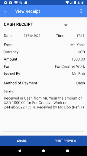 Quick Receipt Screen 2