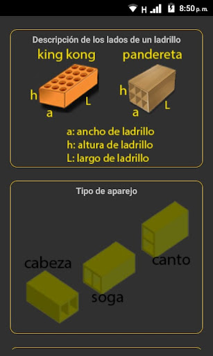 Android application Calculadora de Materiales v2 screenshort