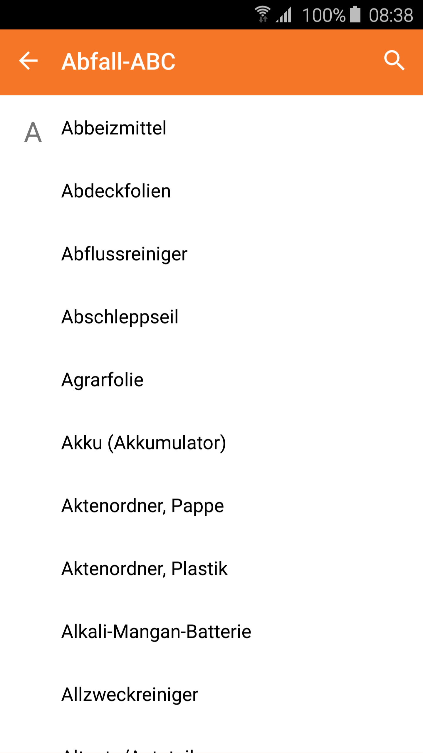 Abfallplaner Screen 3
