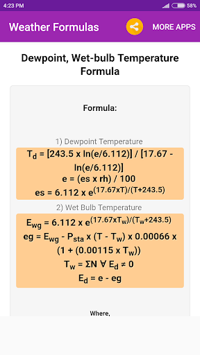 Weather Formulas Screen 3