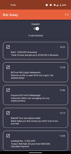 Android application Bat Away screenshort