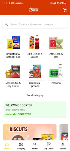 Android application DOORSTEP GROCERY screenshort