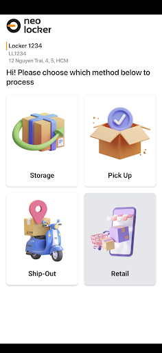 Android application neoLocker thuê tủ thông minh screenshort
