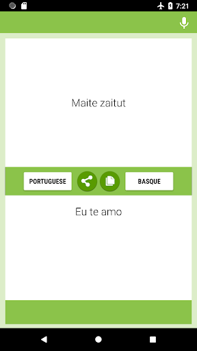 Portuguese-Basque Translator Screen 2