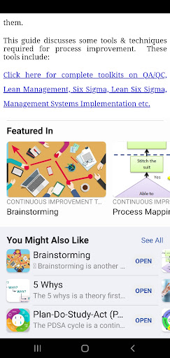 Continuous Improvement Tools Screen 3